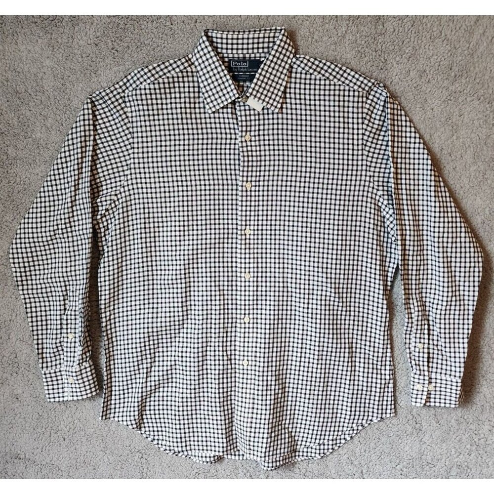 NWOT VTG Polo Ralph Lauren Curham Classic Fit Plaid Button Up Shirt Size‎ 16.5